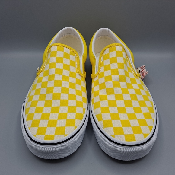 New Vans Classic Slip-On Checkerboard Cyber Yellow and True White Men's Size 11 - Picture 5 of 9